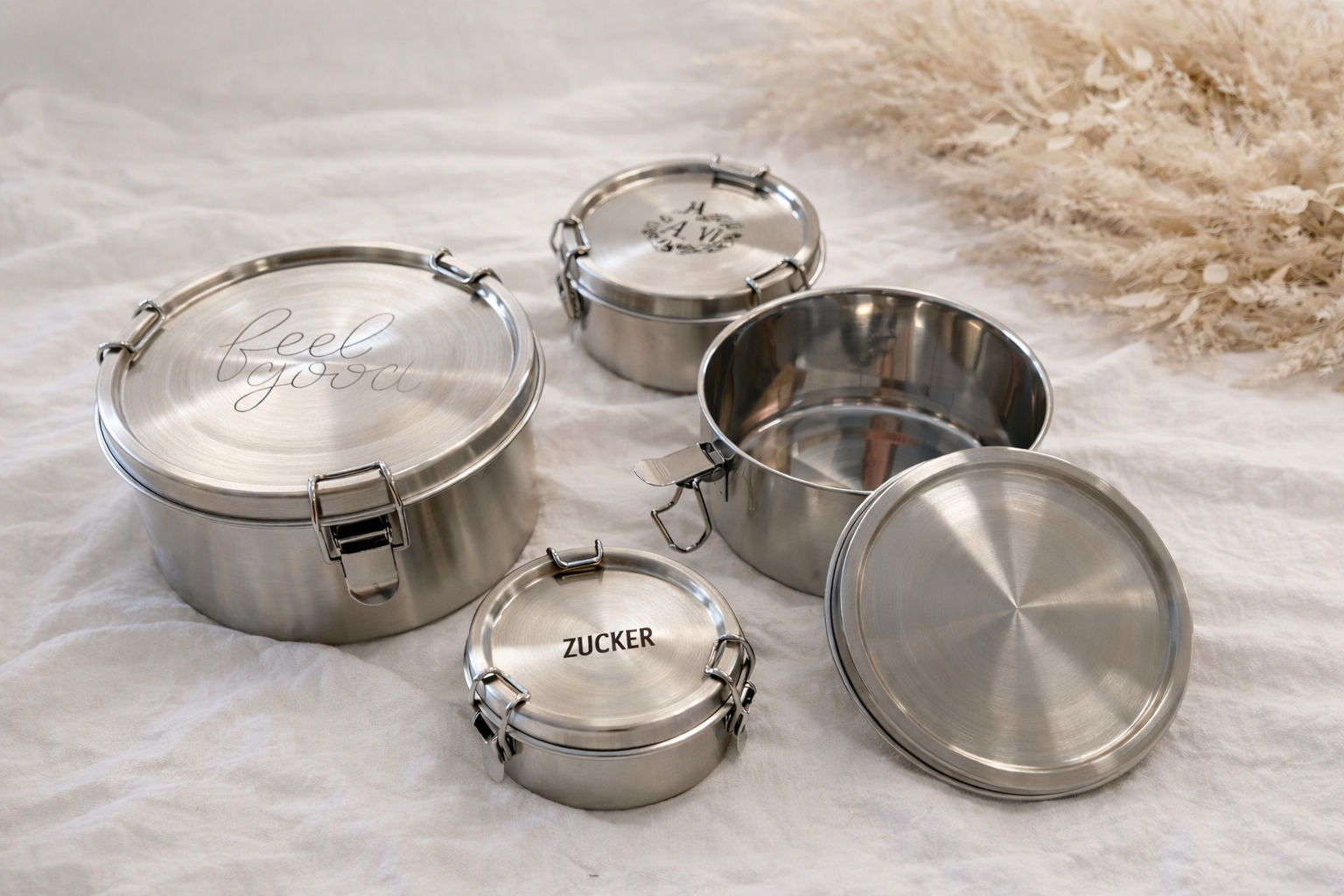 RUNDE - Brotdose / Lunchbox / Vesperdose - Edelstahl personalisiert / Name