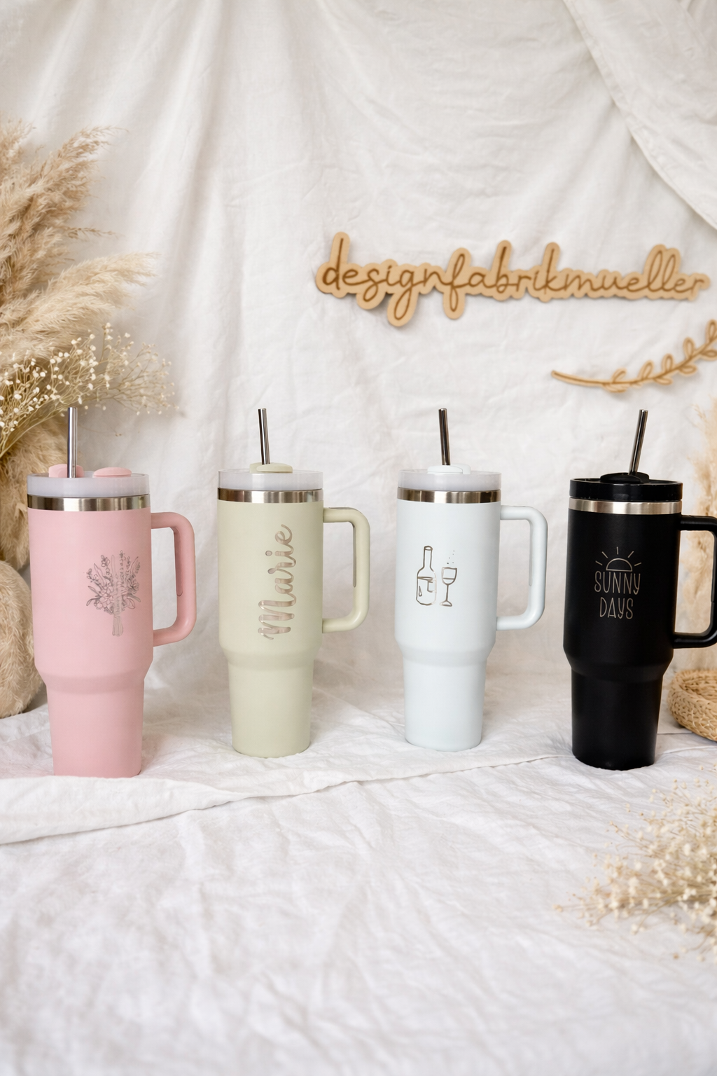 B-Ware ! Edelstahl Trinkbecher mit Strohhalm | Thermo Tumbler Cup | 1,1L 40oz | personalisiert | lasergravur | Achtung: 2.Wahl