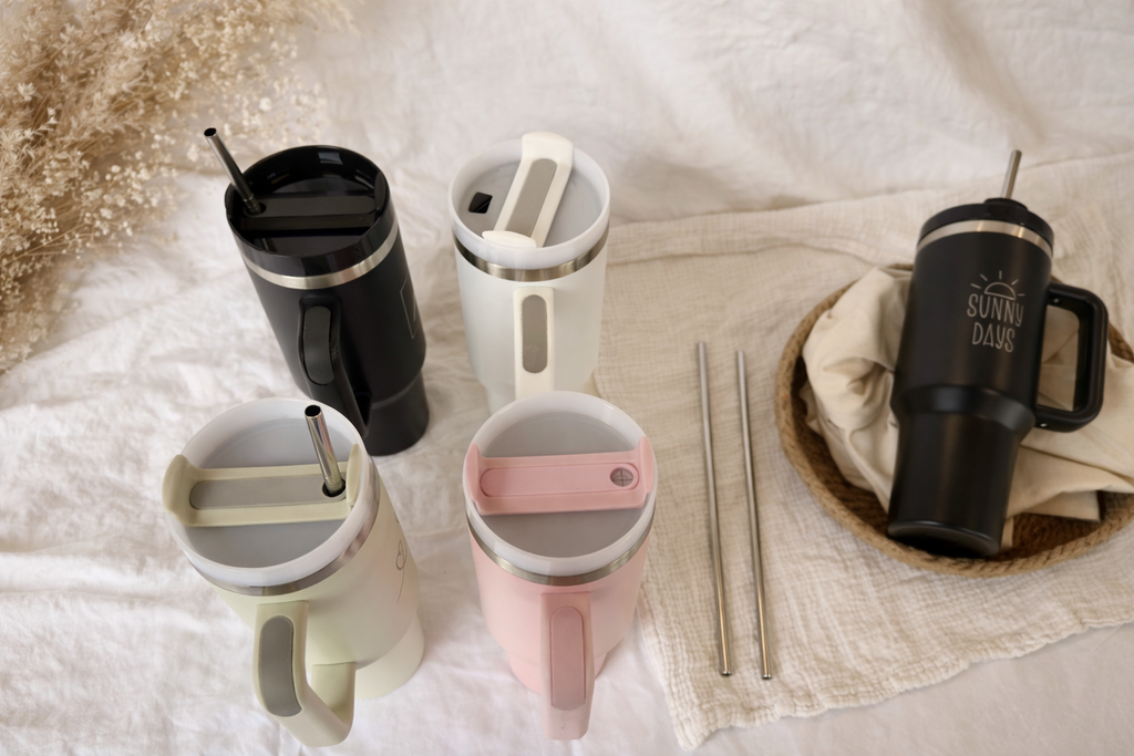 B-Ware ! Edelstahl Trinkbecher mit Strohhalm | Thermo Tumbler Cup | 1,1L 40oz | personalisiert | lasergravur | Achtung: 2.Wahl