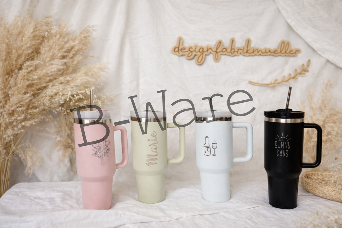 B-Ware ! Edelstahl Trinkbecher mit Strohhalm | Thermo Tumbler Cup | 1,1L 40oz | personalisiert | lasergravur | Achtung: 2.Wahl