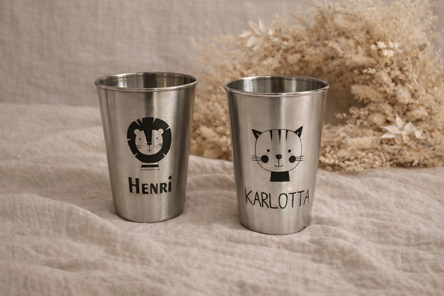 Becher Edelstahl silber - Personalisiert