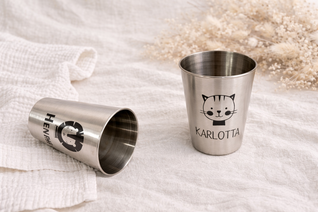 Becher Edelstahl silber - Personalisiert