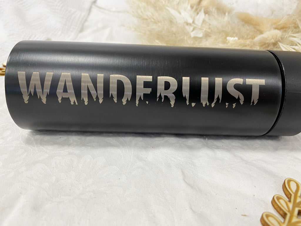 Sport- Trinkflasche Edelstahl schwarz - Personalisiert Motiv Text Name Logo