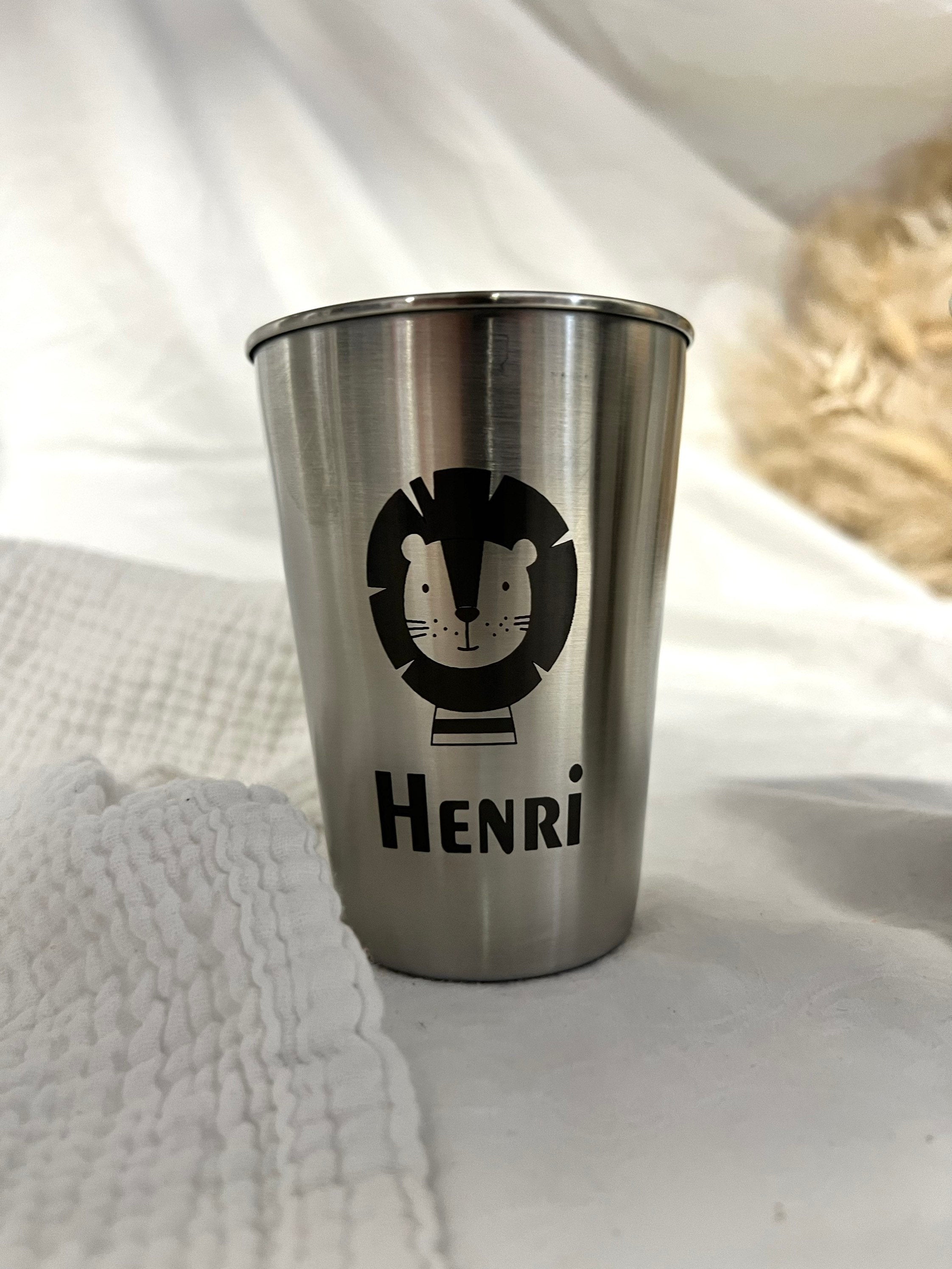 Becher Edelstahl silber - Personalisiert