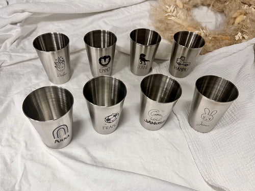 Becher Edelstahl silber - Personalisiert